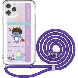 [S2B] Kakao Friends Travel Transparent Bulletproof Card Necklace Case-Transparent Case, Jelly Case, Card Case-Made in Korea